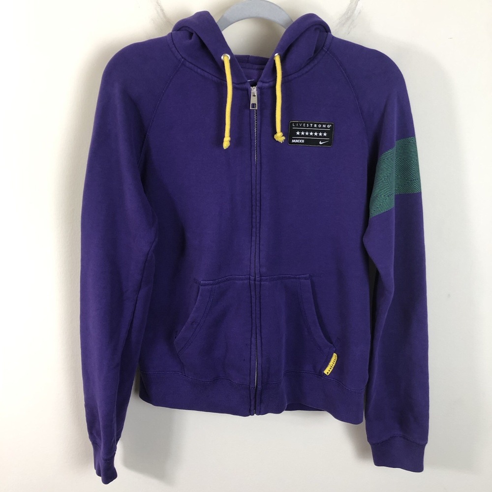 Nike LIVESTRONG Therma-FIT Full Zip Hoodie Women's M Purple Yellow 2012 MMXII